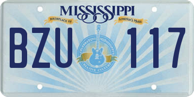 MS license plate BZU117