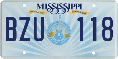 MS license plate BZU118