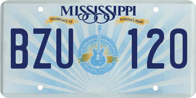 MS license plate BZU120