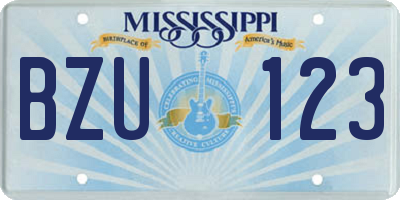MS license plate BZU123
