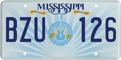 MS license plate BZU126