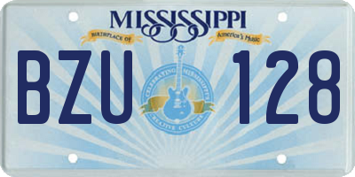 MS license plate BZU128