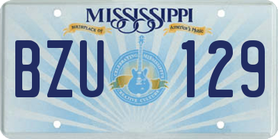 MS license plate BZU129