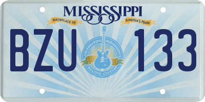 MS license plate BZU133