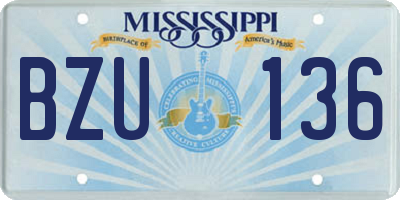 MS license plate BZU136