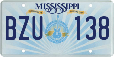 MS license plate BZU138