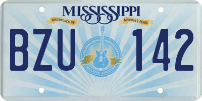 MS license plate BZU142