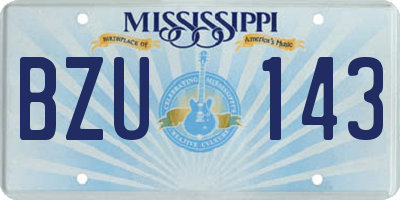 MS license plate BZU143