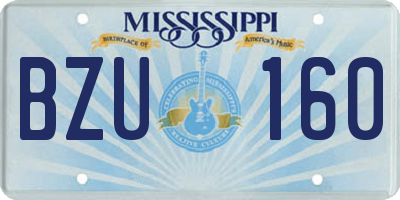 MS license plate BZU160