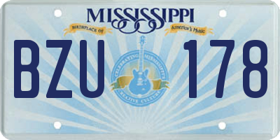 MS license plate BZU178