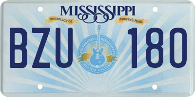 MS license plate BZU180