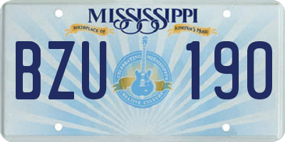 MS license plate BZU190