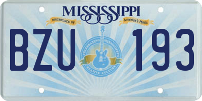 MS license plate BZU193