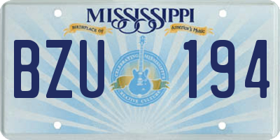 MS license plate BZU194