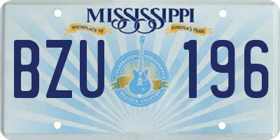 MS license plate BZU196