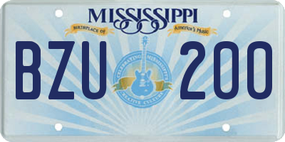 MS license plate BZU200