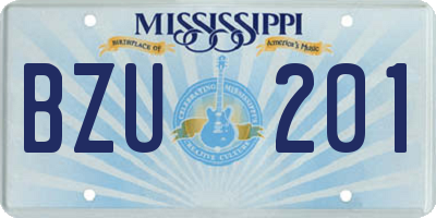 MS license plate BZU201