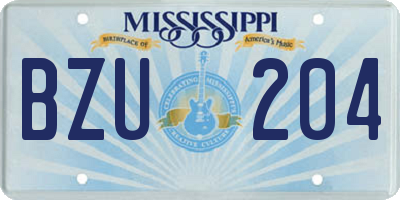 MS license plate BZU204