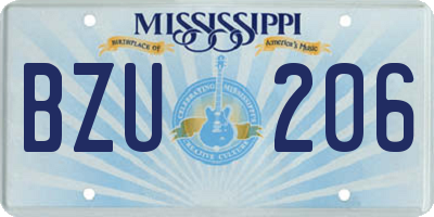 MS license plate BZU206