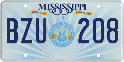 MS license plate BZU208