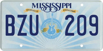 MS license plate BZU209