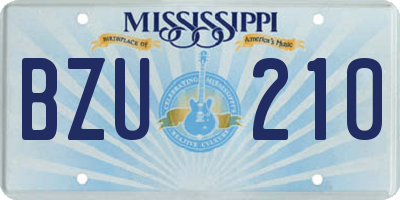 MS license plate BZU210