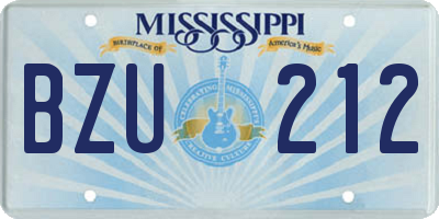MS license plate BZU212