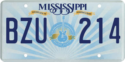 MS license plate BZU214