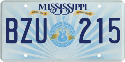 MS license plate BZU215