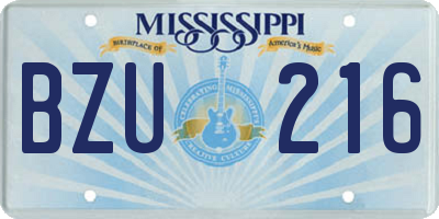 MS license plate BZU216