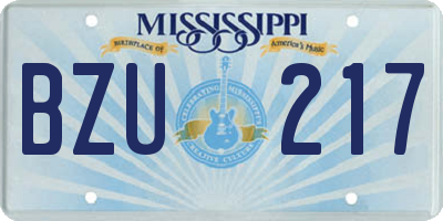 MS license plate BZU217