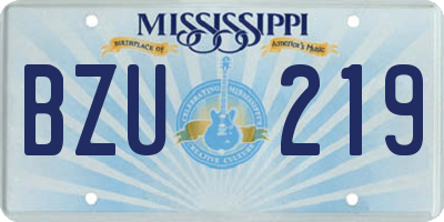MS license plate BZU219