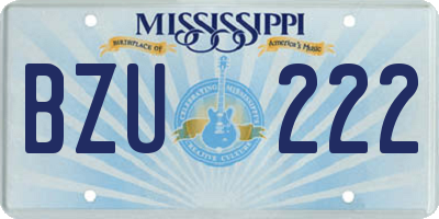 MS license plate BZU222