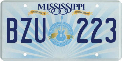 MS license plate BZU223