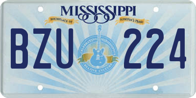MS license plate BZU224