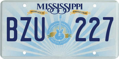 MS license plate BZU227