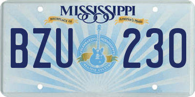 MS license plate BZU230