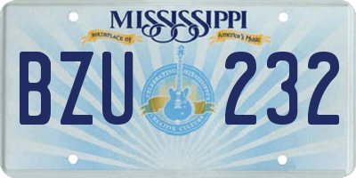 MS license plate BZU232