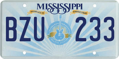 MS license plate BZU233