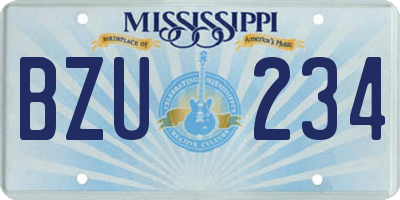 MS license plate BZU234
