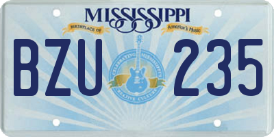 MS license plate BZU235