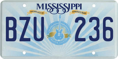 MS license plate BZU236