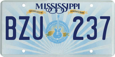 MS license plate BZU237