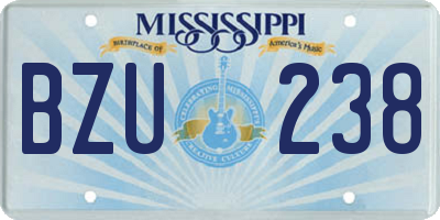 MS license plate BZU238