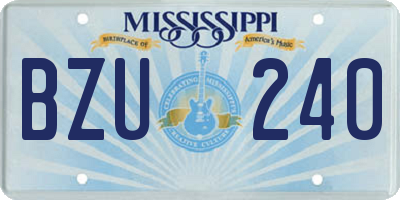 MS license plate BZU240