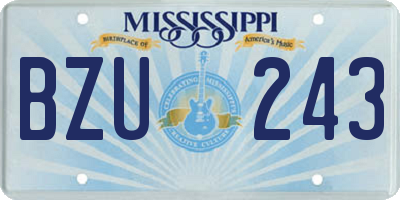 MS license plate BZU243