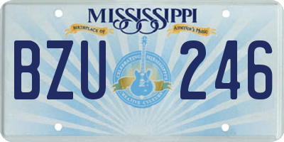 MS license plate BZU246