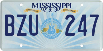 MS license plate BZU247