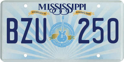 MS license plate BZU250