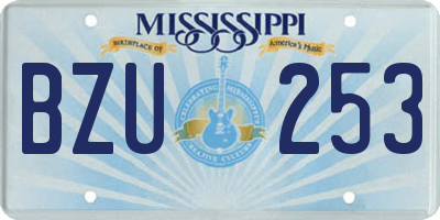 MS license plate BZU253